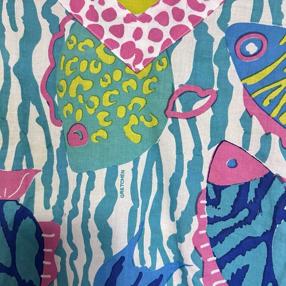 Gretchen Scott Designs Women’s Small Tropical Fish Print Cotton Tunic Top - Picture 4 of 10